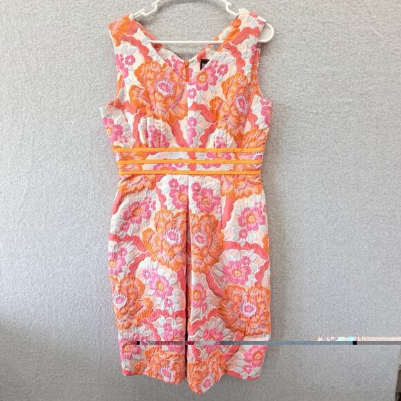 Bigio Collection Dresses & Skirts - Bigio Collection Dress Womens Size 6 Pink Orange Jaquard Preppy Old Money Glam